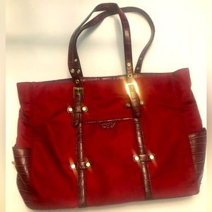 Tutilo Burgundy Cross Embossed Nylon Travel Carryon Bag Laptop Padded Sleeve